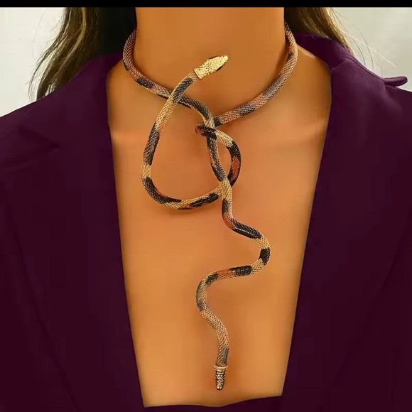 Anthropologie Gold and Black Snake Necklace - Picture 3 of 7